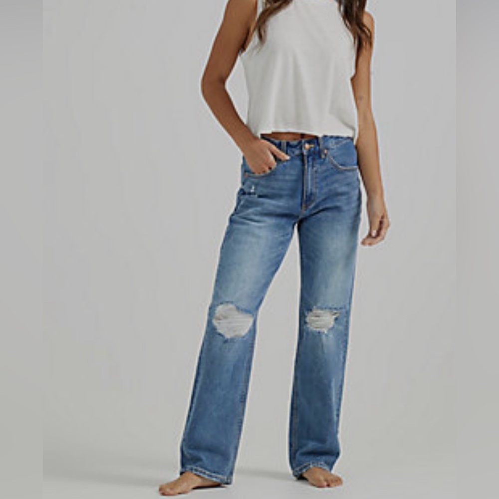 Lee Women's Distressed Blue Flare Jeans